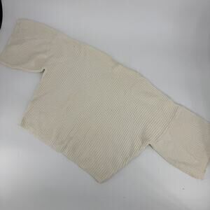 VTG Fisherman Knit Sweater S Ivory 100% Cotton Pullover - Thick & Heavy